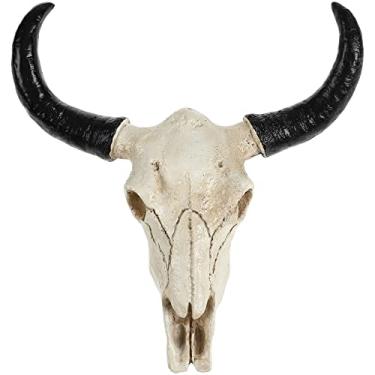 Imagem de Longhorn Crânio Chifre de Vaca Crânio Pendurado na Parede Rústica Crânio de Boi Decoração de Cabeça de Touro Ornamento de Pendurar na Parede Chifre Longo de Vaca