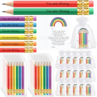 Imagem de Spakon 48 conjuntos de presentes de fim de ano para estudantes, 24 lápis de cor para crianças, lápis de cor com cartão de presente e bolsas, artigos de papelaria arco-íris para estudantes de formatura