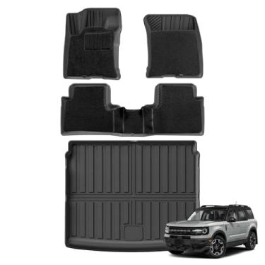 Imagem de Compatível com Bronco Sport 2024-2021 TPE 3D Tapetes de carro Forro de carga Almofada de porta-malas Tapete preto Almofadas para os pés Leme esquerdo para todos os climas(Bronco Sp 7P Carpet)