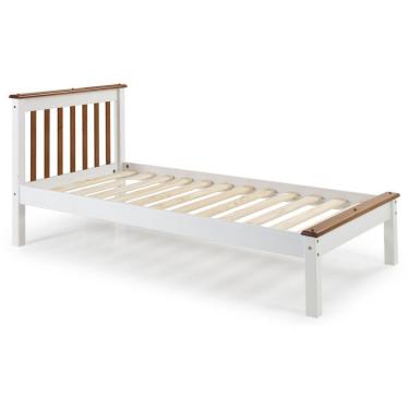 Imagem de Cama Solteiro Inglesa Em Madeira Maciça Mv Outlet Branco E Mel