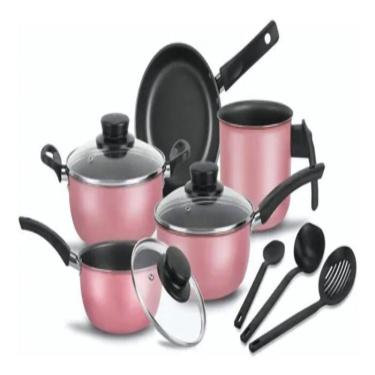 Imagem de Conjunto De Panelas 8 Peças Elegan Rosa E Tampa De Vidro