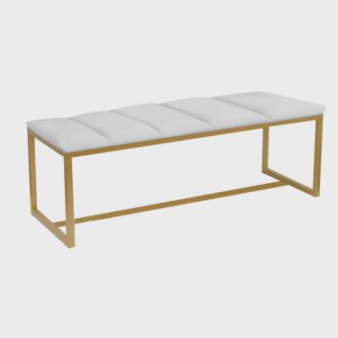 Imagem de Calçadeira Industrial Carla 195cm King Size Quarto Box Cama Ferro Dourado Corino Branco - Ahz Móveis