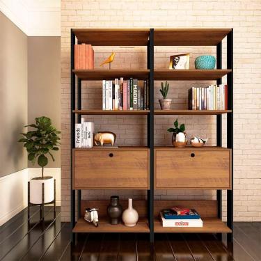 Imagem de Conjunto com 2 Estantes Match 2 pt Pinho e Preto