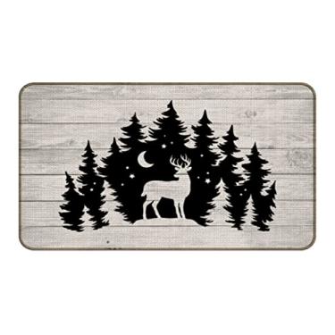Imagem de M-Qizi Tapete de porta de acampamento de veado - Tapetes rústicos de banheiro 76 x 45 cm, tapete de cervo, tapetes de cabine, tapete de floresta, tapete de porta de acampamento, decoração de trailer,