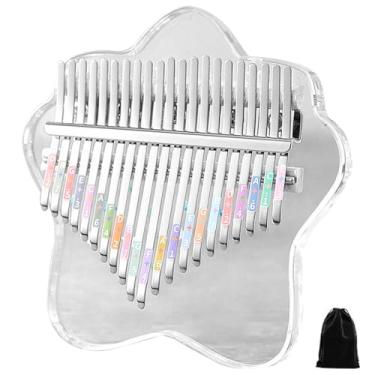 Imagem de Piano de polegar de dedo, piano de polegar Kalimba 21 teclas gravadas acrílico dedo polegar piano com 3 modos fácil de tocar piano de polegar rico som para músicos iniciantes, teclados de pianos