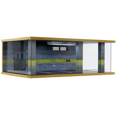 Imagem de Bivitre Diorama De Carro Fundido Em Escala 1/24 Com Capa Acrílico Transparente E Iluminação Led Para Carrinhos Brinquedo Fundidos, Carros Lego Speed Champions, 3 Vagas Estacionamento Estilo D5 (1/24