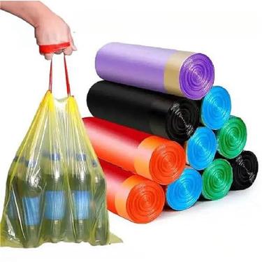 Imagem de Sacos De Lixo De Plástico Com Cordão Alças 45 X 50 cm 5 ROLOS