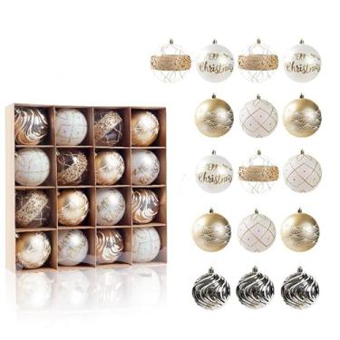 Imagem de Decorazioni dell'albero di Natale, 16 PZ Set di ornamenti Della sfera di Natale, Degli ornamenti di Natale Balls Shatterproof Hanging Ornaments Kit (champanhe branco dourado)