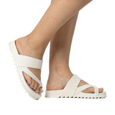 Imagem de Papete  Tiras Chinelo Slide Conforto Casual - sposatto, Branco, 35