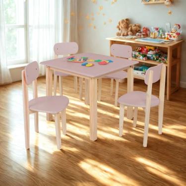 Imagem de Conjunto Infantil Mesa/Cadeira Modelo Colorê Madeira Pinus - Ravilar, 