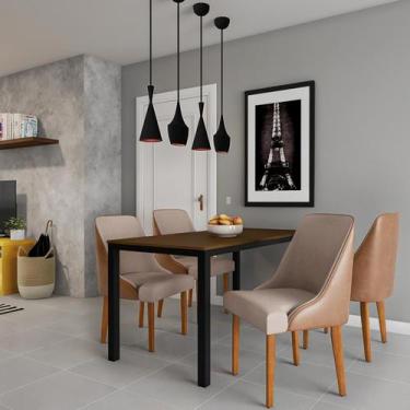 Imagem de Conjunto com 2 Cadeiras de Jantar Rubi II Imbuia e Off White - Mobly