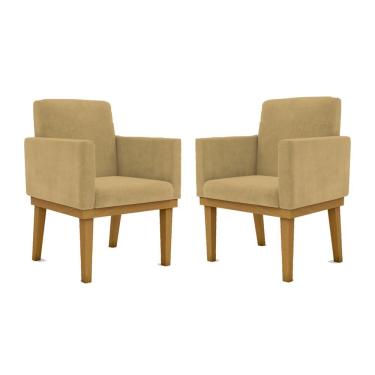 Imagem de Kit 02 Cadeiras C/Base Mesa/Estudos Poltrona capuccino