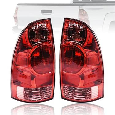 Imagem de Luzes traseiras, lado esquerdo do motorista e direito do passageiro compatível com Toyota Tacoma Pickup 2005-2015, substitui 8156004150 8155004150, 1 par, vermelho