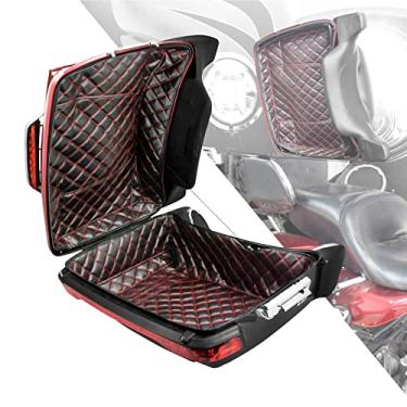 Imagem de HDBUBALUS OEM King Tour Pack Liners Red Thread Touring Pak Inserções adequadas para Harley Touring Electra Road King Street Glide Ultra Limited 2014-2022 (Padrão de diamante)