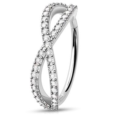 Imagem de Melighting 20G/18G Anel de nariz duplo 316L aço cirúrgico argola transparente CZ Helix Clicker brinco Tragus Conch joias para mulheres 6/8/10/12 mm segmento articulado, 10mm, Aço inoxidável, Zircônia