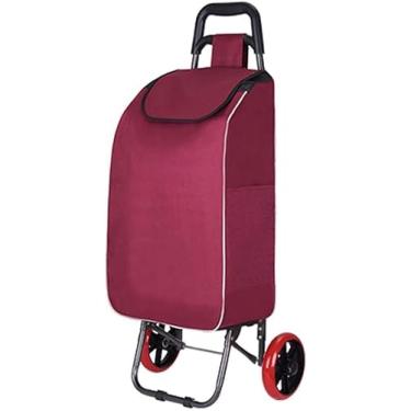 Imagem de Carrinho De Compras Dobrável Sobre Rodas, Carrinho De Supermercado Utilitário Para Subir Escadas, Mochila Destacável, Pink
