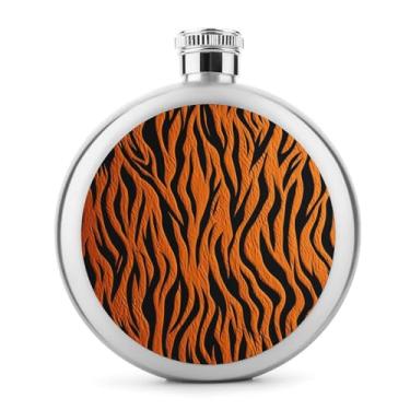 Imagem de Cantil de aço inoxidável, listras de tigre, laranja, impressão, frasco, clássico, cantil, garrafa de viagem, garrafa portátil de licor