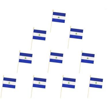 Imagem de Pacote com 10 bandeiras da Nicarágua - bandeira portátil - 12,7 x 20,3 cm, mini bandeira da Nicarágua. Adequado para decorações de festas, vitrines de lojas, decorações de bar e desfiles do dia