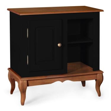 Imagem de Gabinete para Banheiro 1 Porta 2 Nichos e Pés Luiz XV Dália 3051 - Preto/Imbuia Glazer