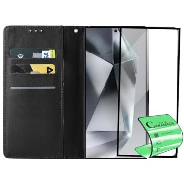 Imagem de Capa Carteira Para Galaxy S24 Ultra Capinha Flip Case + Película Cerâmica Premium