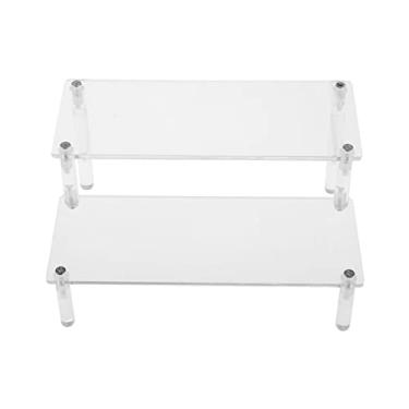 Imagem de Generic Suporte de Acrílico em Camadas, Suporte de Mesa para Exibição de Miniaturas de Bonecos de ação, Prateleiras de Vitrine de para Itens Colecioná, 2 Escada