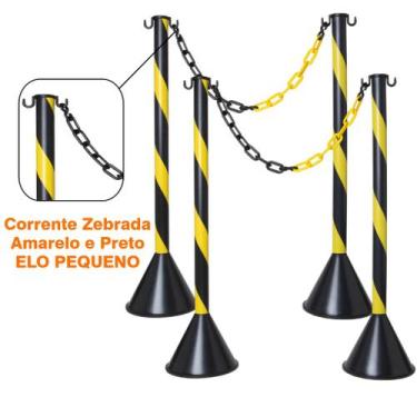Imagem de 08 Organizador De Filas Postinho Pino + 40 Mts Corrente Pq - Genérica