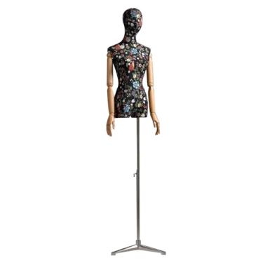 Imagem de Mannequin Manequim feminino de meio corpo, altura ajustável de 63 a 83 polegadas, manequim ajustável e destacável para exibição de roupas(Flower3)