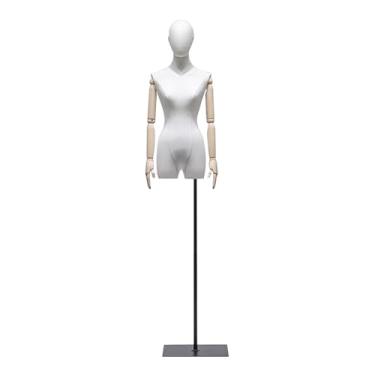 Imagem de Mannequin Vestido de manequim feminino, corpo inteiro, altura ajustável, 67-83", cabeça de manequim realista, rotação de braço com base de metal(White)