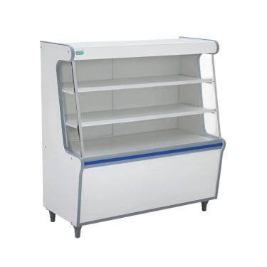 Imagem de Balcão Vitrine Seco Expositor Art 100 Branco Faixa Azul