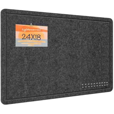 Imagem de Quadro de avisos, quadro decorativo de feltro de 61 x 45 cm, quadro de cortiça alternativo para parede, quadro fotográfico dobrável, quadro de visão autoadesivo, quadro de humor com 20 pinos - cinza