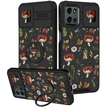 Imagem de Goocrux Capa para Moto G 5G 2025 - Capa de telefone feminina bonita e exclusiva design estético capa de câmera deslizante com suporte de anel capas para Motorola G 5G 2025, plantas