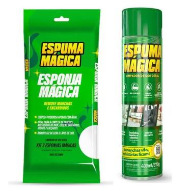 Imagem de Kit Esponja Mágica + Espuma Mágica Proauto Remove Manchas