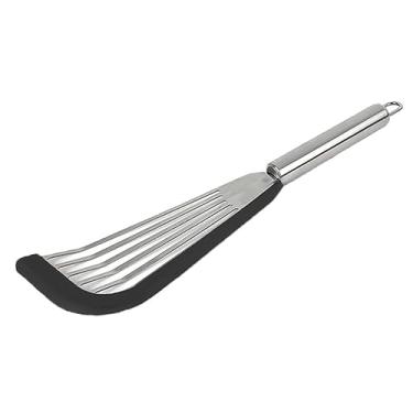 Imagem de Espátula de aço inoxidável vazada com borda de silicone grande para fritar carne, conjunto de utensílios de cozinha