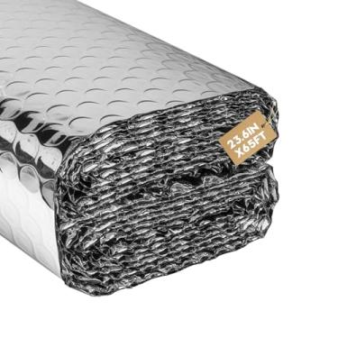 Imagem de VUAOHIY Rolo de isolamento duplo reflexivo, rolo de bolha de alumínio dupla face de 59,9 cm x 165 m, isolamento de janela e janela para trailer para inverno e verão, porta de garagem, telhado, carro