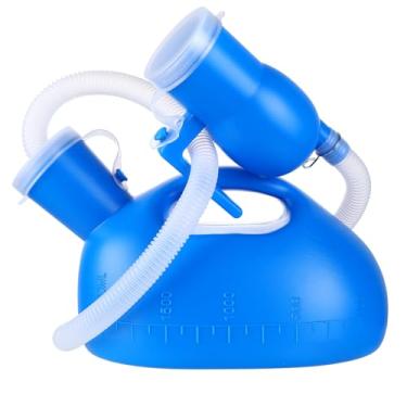 Imagem de Garrafa de mictório portátil para homens e mulheres garrafa de urina 2000 ml garrafa de xixi à prova de derramamento com tubo longo de 172,7 cm garrafas de incontinência de vaso sanitário para viagem