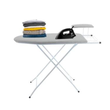 Imagem de Tábua De Passar Roupas Com Passa Mangas Porta Ferro Branca Reforçada E