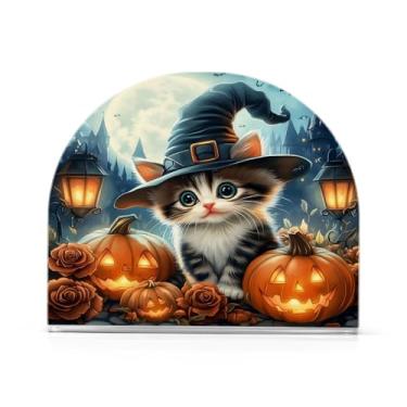 Imagem de Porta-guardanapos de abóbora de gato de Halloween para mesas porta-guardanapos de papel para jantar na cozinha, dispensador de guardanapo de jantar acrílico para restaurante, decoração de casa
