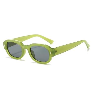 Imagem de Óculos de sol feminino oval com design gradiente, viseira retrô com rebite, óculos para atividades ao ar livre, proteção UV400, verde, BH01
