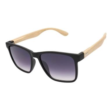 Imagem de Óculos de Sol Quadrado Unissex Armação em Acetato Italiano com Hastes Estilo Madeira Bambu UV400 Unisex Feminino Masculino - Modelo Riviera - Cacife Brand (Preto Degrade)