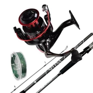 Imagem de Kit Pesca Molinete 4000 Vara Selena Grafite 2pt Linha 100mt - Alto Mar