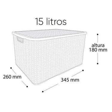 Imagem de Caixa Organizadora Rattan BRANCA 15 Litros Arqplast