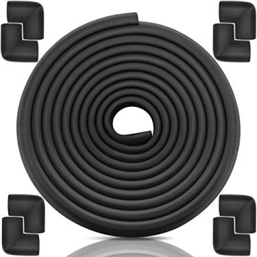 Imagem de Protetor de canto de borda à prova de bebê, 6,2 m (borda de 5,5 m + 8 cantos) protetores de canto à prova de bebê, protetor de para-choque de mesa grosso, cantos pré-gravados 3M, protetor de espuma de