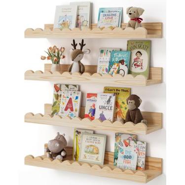 Imagem de Prateleiras de livros de parede Shario Nursery Wood, pacote com 4 cria