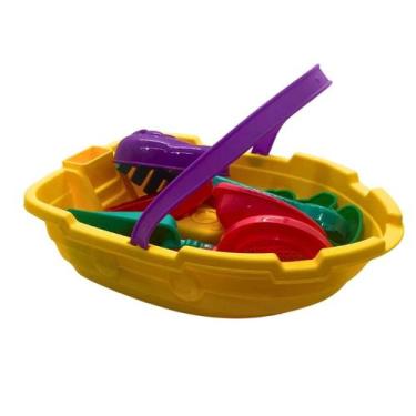 Imagem de Baldinho De Praia Barquinho Flutua Barco Navio Brinquedo Rastelo Pa Fo