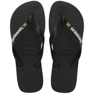 Imagem de Sandalias Havaianas Brasil Logo Havaianas Criança Unissex Preto/Preto 23/24