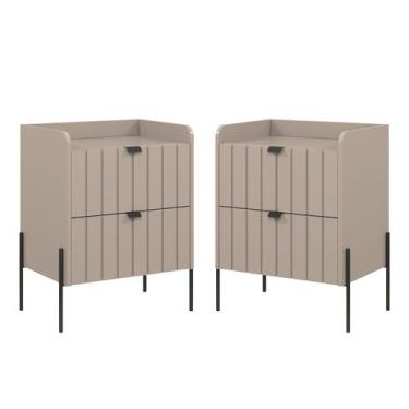 Imagem de Kit 2 Mesa Cabeceira Industrial Conect Para Cama Moriah 45cm - Aprire 