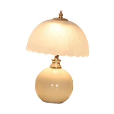 Imagem de Bothyi Abajur de mesa, luminárias de cabeceira, luminárias de destaque fofas com cúpula de vidro, abajur de cabeceira para quarto, luz de cabeceira para, Amarelo