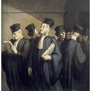 Imagem de Antes da Audiência Caso Penal Advogados Tribunal Justiça Pintura de Honoré Daumier na Tela em Vários Tamanhos (50 cm X 50 cm tamanho da imagem)