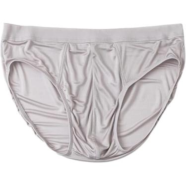 Imagem de Cuecas De Seda 100% Amoreira Masculinas Calcinha De Cetim Clássico De Cintura Baixa, Silver Gray, XXL