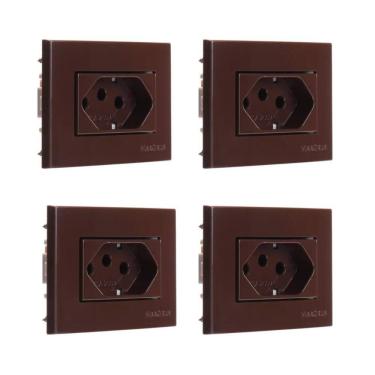 Imagem de Kit Com 04 Tomada Para Moveis Margirius 2P+T Marrom 20A 250V